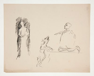 Ficha de estudios de figuras de Edwin Austin Abbey