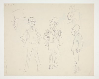 Ficha de bocetos de figuras de Edwin Austin Abbey