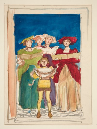 Boceto para Tarjeta de Navidad de Edwin Austin Abbey