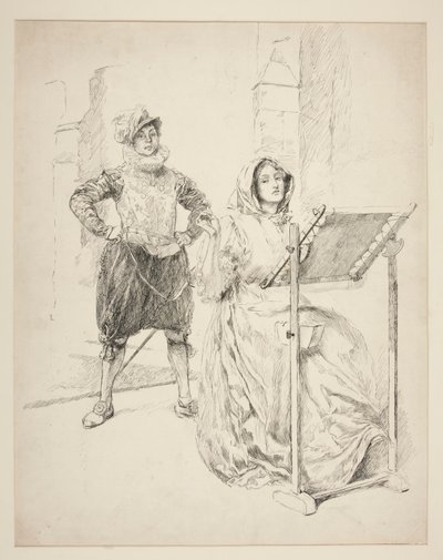 Boceto para La canción del narciso de Edwin Austin Abbey