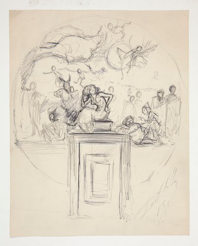 Boceto para un mural sobre la jamba de una puerta - no identificado de Edwin Austin Abbey