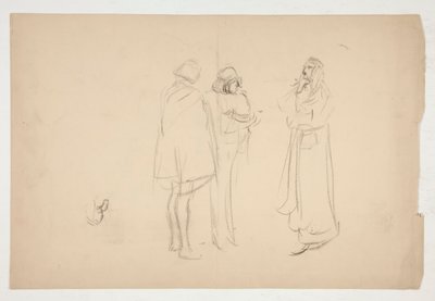 Boceto de tres hombres, de Merchant of Venice de Edwin Austin Abbey