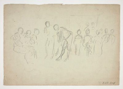Bosquejo de una multitud - ilustración no identificada de Edwin Austin Abbey