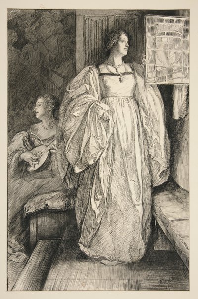 Bosquejo de una dama, ilustración para de Edwin Austin Abbey