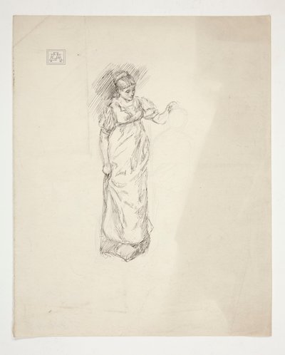 Bosquejo de una mujer - ilustración no identificada de Edwin Austin Abbey