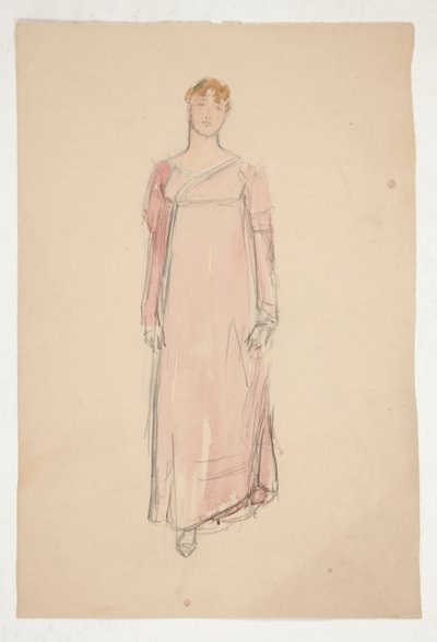 Boceto de una mujer de rosa: ¿estudio de vestuario para una obra de teatro? de Edwin Austin Abbey