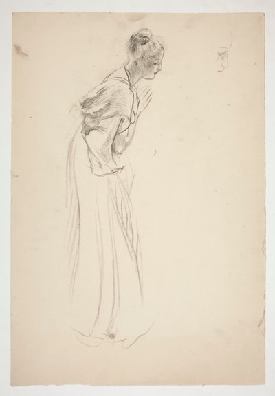Bosquejo de una mujer, encorvada y rezando de Edwin Austin Abbey