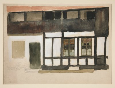 Bosquejo del exterior de una casa Tudor de Edwin Austin Abbey