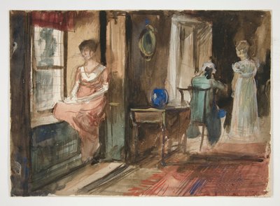 Bosquejo de figuras en un interior de Edwin Austin Abbey