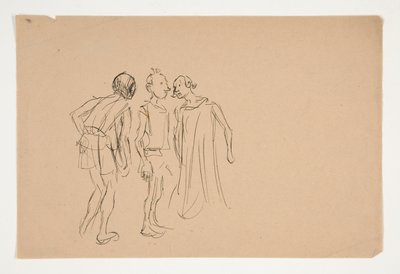 Boceto de tres hombres (¿estudio para 1937.1072?), de Merchant of Venice de Edwin Austin Abbey