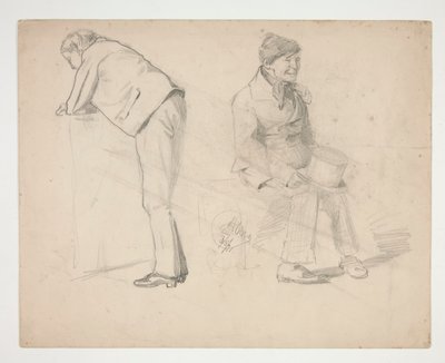 Bosquejo de dos hombres - ilustración no identificada de Edwin Austin Abbey