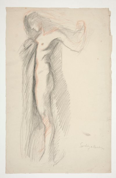 Estudio de la figura de las 6 pm, para el mural The Hours en el edificio del Capitolio Estatal en Harrisburg, Pensilvania de Edwin Austin Abbey