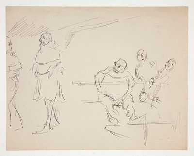 Estudios para una obra de Shakespeare no identificada (¿Falstaff?) (anverso y reverso) de Edwin Austin Abbey