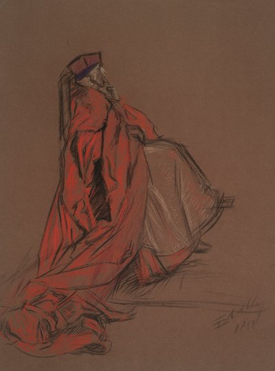 Estudio para el cardenal Woolsey para el juicio de Catalina de Edwin Austin Abbey