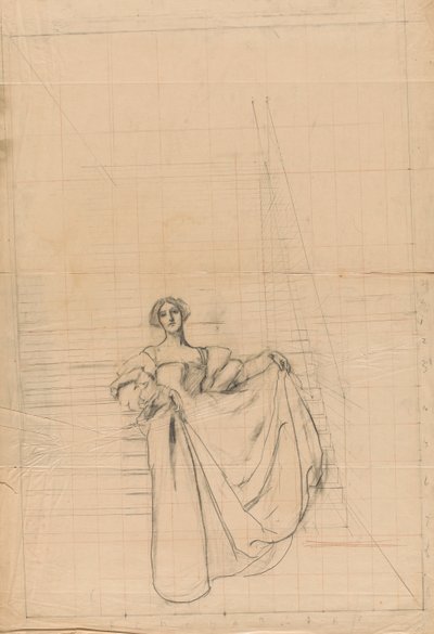 Estudio de Medida por Medida: Mujer en traje renacentista. de Edwin Austin Abbey