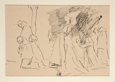 Estudio para Sacerdote y la Gran Dama (acuarela) de Edwin Austin Abbey