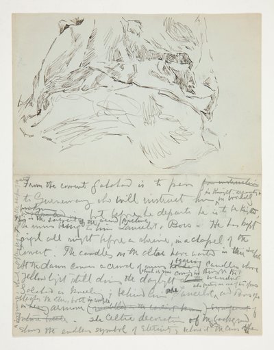 Estudio para La búsqueda del Santo Grial (serie de quince pinturas para la Biblioteca Pública de Boston, completada en 1901): estudio de cortinas de Edwin Austin Abbey