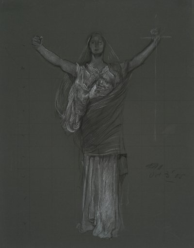 Estudio para la figura alegórica de Law, rondel en la rotonda del edificio del capitolio del estado de Pensilvania, Harrisburg, 1902-1911 de Edwin Austin Abbey