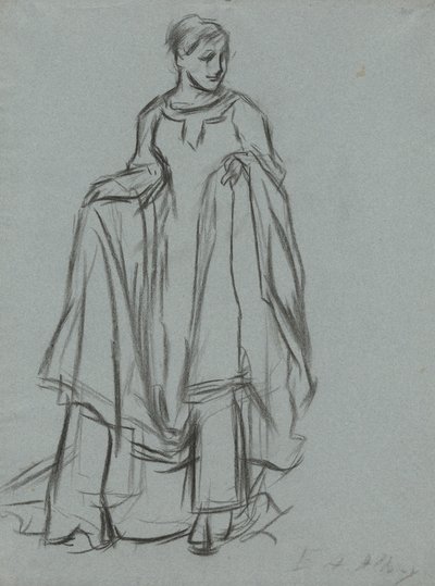 Estudio para mujer vestida, estudio de figuras para La búsqueda del Santo Grial (serie de 15 pinturas para la Biblioteca Pública de Boston, completada en 1901) de Edwin Austin Abbey