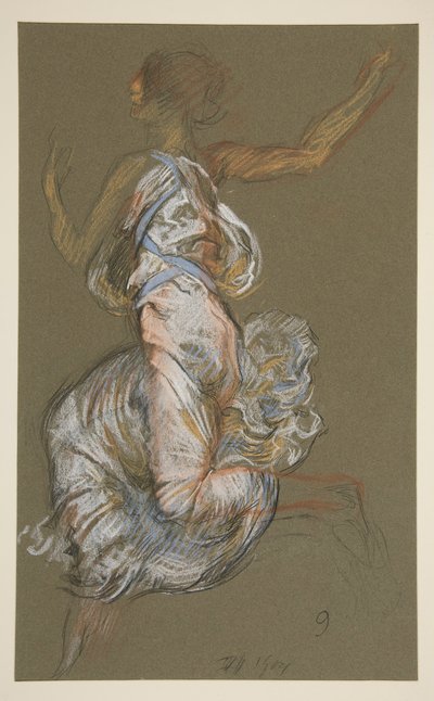 Estudio para la figura de las 9 am en de Edwin Austin Abbey