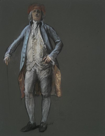 Estudio para la figura de Benjamin Franklin en de Edwin Austin Abbey