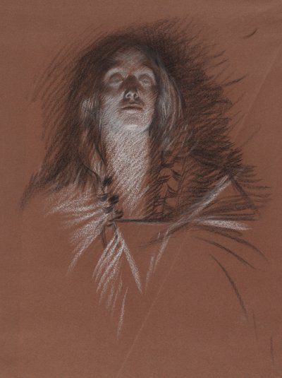 Estudio para la cabeza de una mujer celta, de The Play Scene, Hamlet, acto 3, escena 2 de Edwin Austin Abbey