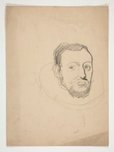 Estudio para la cabeza de un hombre: boceto para el mural del edificio del capitolio estatal en Harrisburg, Pensilvania, 1902-1911 (completado por John Singer Sargent) de Edwin Austin Abbey
