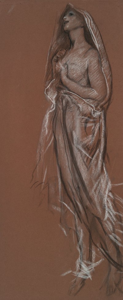Estudio para la figura de las 4 am(?) en de Edwin Austin Abbey