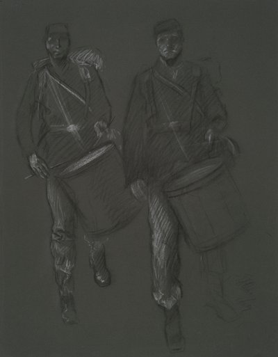 Estudio para las figuras de dos tamborileros de la Guerra Civil, en de Edwin Austin Abbey