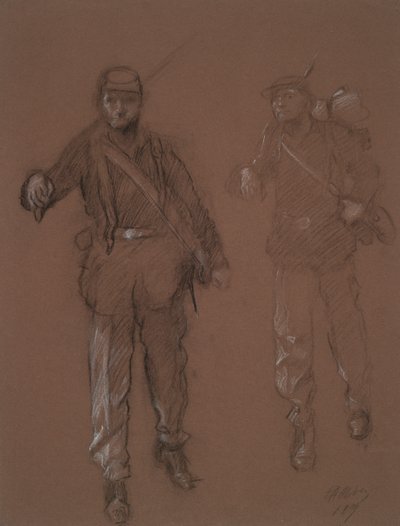 Estudio para las figuras de dos soldados de la Guerra Civil, en de Edwin Austin Abbey