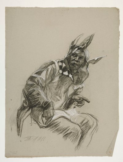 Estudio de Jester (sin usar), para la Búsqueda del Santo Grial (una serie de quince pinturas para la Biblioteca Pública de Boston, completada en 1901) de Edwin Austin Abbey