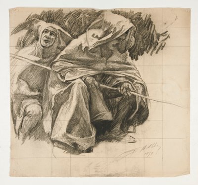 Estudio de The Fisher King, de The Quest of the Holy Grail (una serie de quince pinturas para la Biblioteca Pública de Boston, completada en 1901) de Edwin Austin Abbey