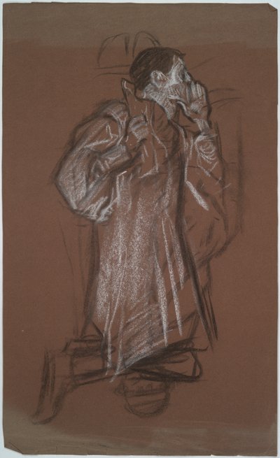 Estudio de un hombre arrodillado, posiblemente para The World Without de Edwin Austin Abbey