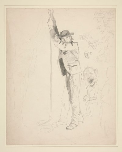 Estudio de un hombre tocando una campana; garabatos de EAA de Edwin Austin Abbey