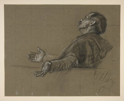 Estudio de una figura con túnica, para la serie de murales The Quest of the Holy Grail en la Biblioteca Pública de Boston de Edwin Austin Abbey