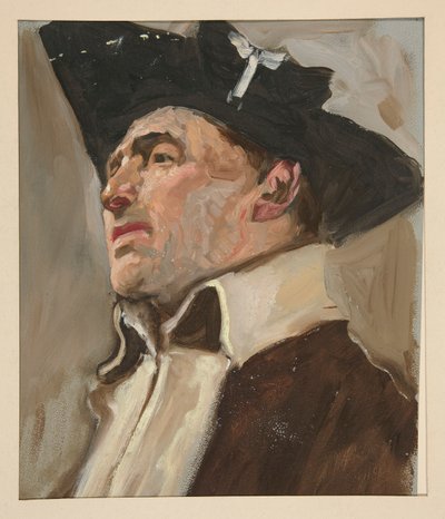 Estudio de un soldado: boceto para el mural del edificio del capitolio estatal en Harrisburg, Pensilvania, 1902-1911 (realizado por John Singer Sargent) de Edwin Austin Abbey