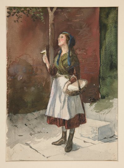 estudio de una niña en un jardín de Edwin Austin Abbey