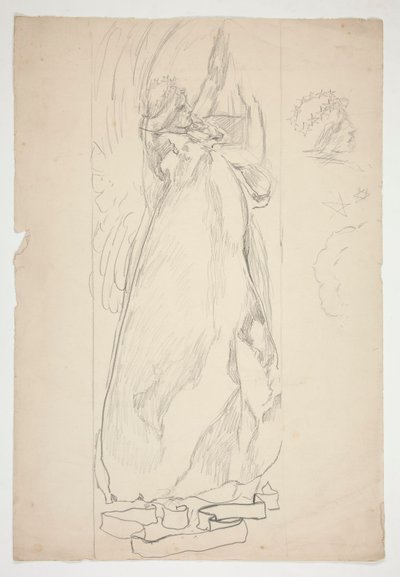 Estudio de un ángel (¿para vitral? ¿para techo?) de Edwin Austin Abbey