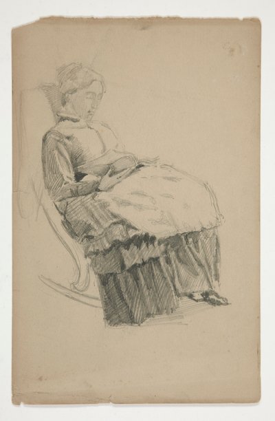 Estudio de una anciana en mecedora, leyendo de Edwin Austin Abbey