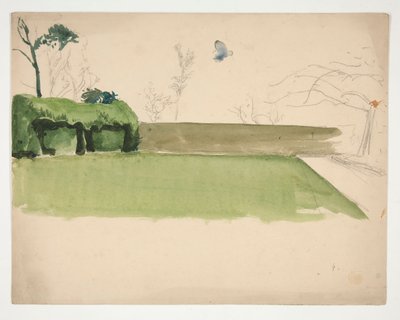 Estudio de un césped y jardín cerrado de Edwin Austin Abbey