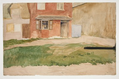 Estudio del exterior de un edificio de ladrillo rojo. de Edwin Austin Abbey