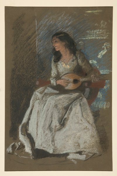 Estudio de dama tocando la mandolina de Edwin Austin Abbey