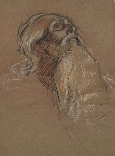 Estudio de la cabeza del rey Amfortas, para de Edwin Austin Abbey