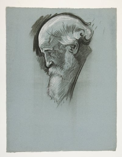 Estudio de la cabeza de un anciano barbudo, para el Rey Arturo de Edwin Austin Abbey