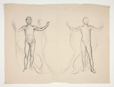 Estudio de dos flamebearers de Edwin Austin Abbey