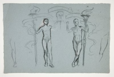 Estudio de dos flamebearers de Edwin Austin Abbey