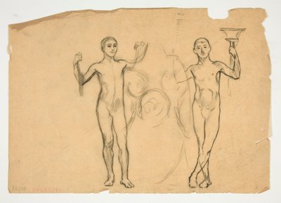 Estudio de dos flamebearers de Edwin Austin Abbey