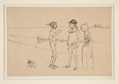 Estudio de dos hombres, una mujer y un perro, de Love de Edwin Austin Abbey