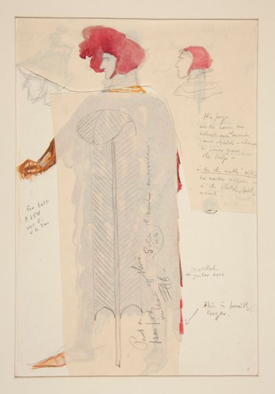 El rey armado, boceto de vestuario para Henry Irving de Edwin Austin Abbey