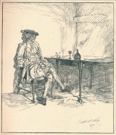 La carta. Dibujo a pluma inédito, 1890, 1923 de Edwin Austin Abbey